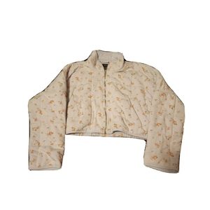 Forever 21 Floral Print Quilted Cropped Jacket